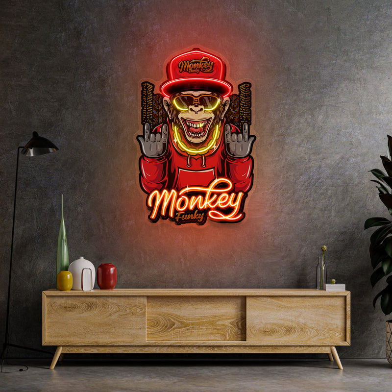 Monkey Gold Chain LED Neon Sign Light Pop Art