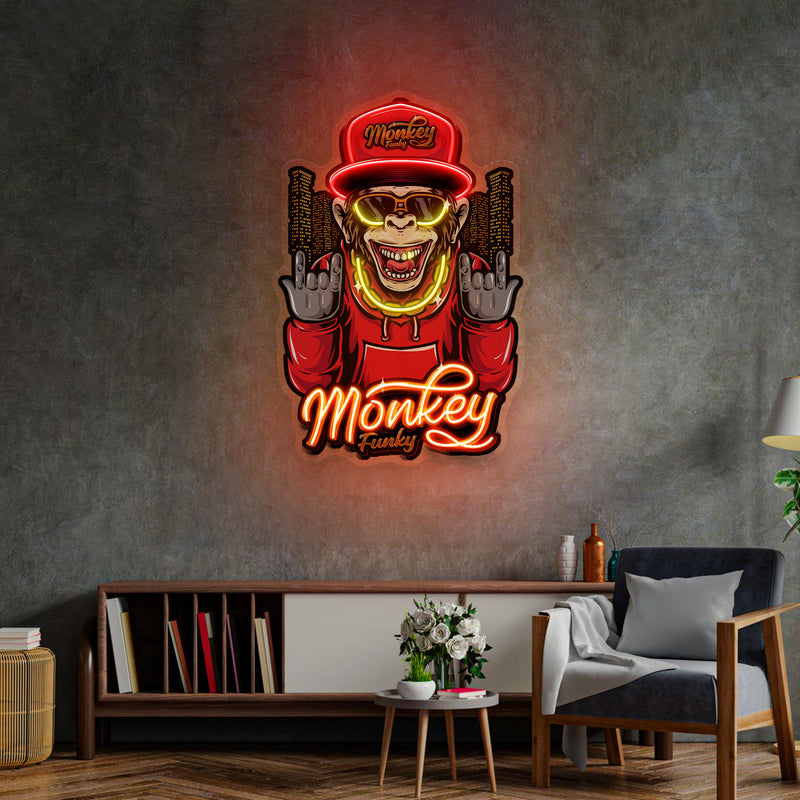 Monkey Gold Chain LED Neon Sign Light Pop Art