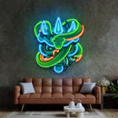 Oni Head And Green Snake LED Neon Sign Light Pop Art