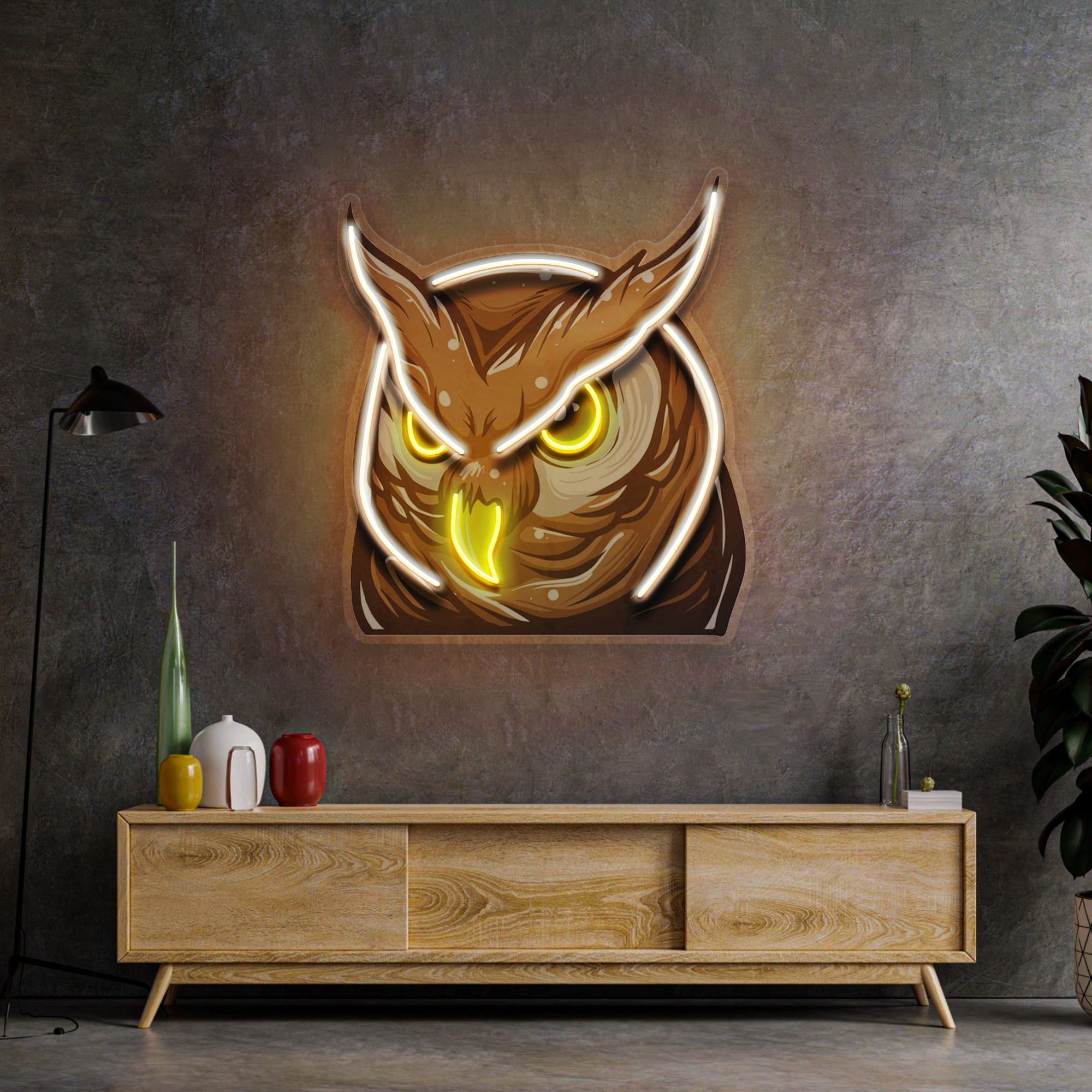 Owl Head LED Neon Sign Light Pop Art