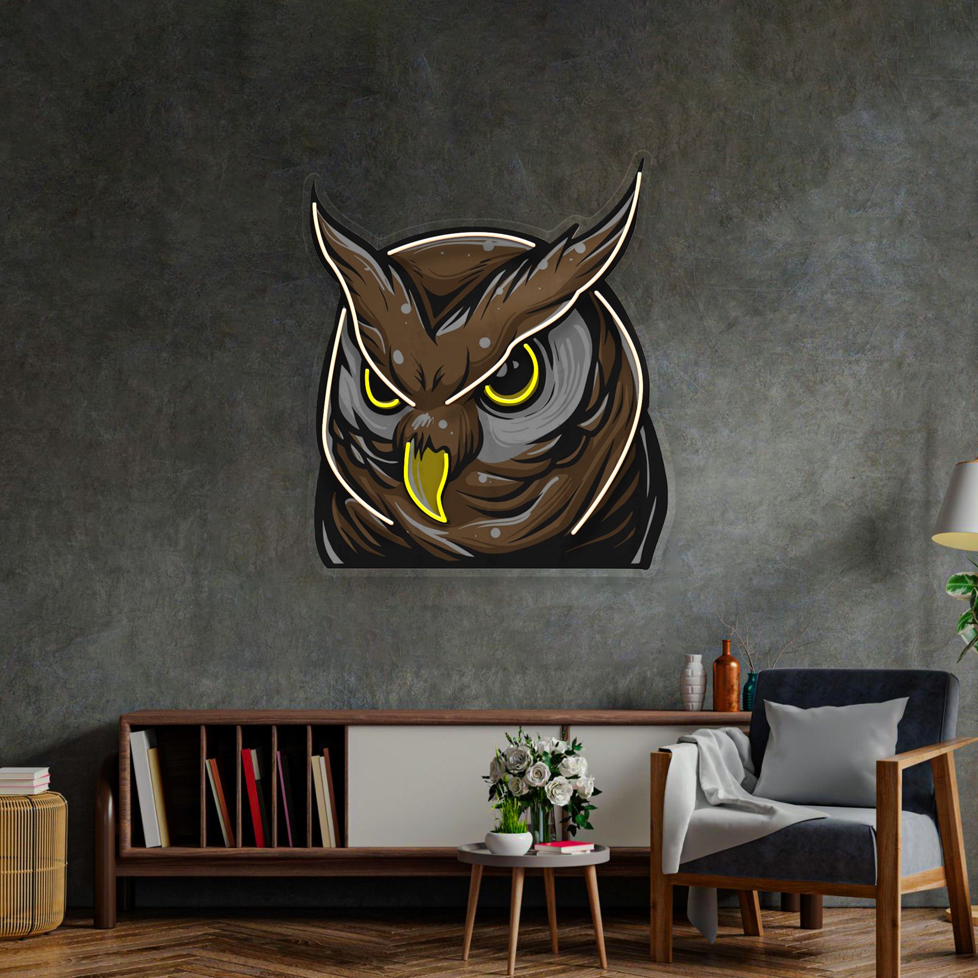 Owl Head LED Neon Sign Light Pop Art