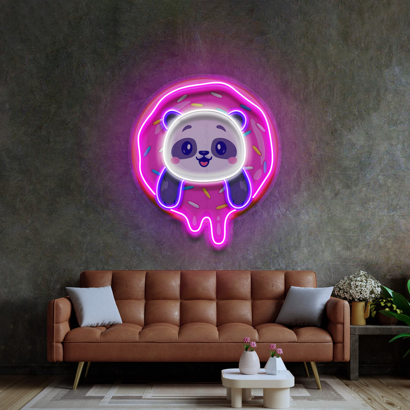 Panda Donut LED Neon Sign Light Pop Art
