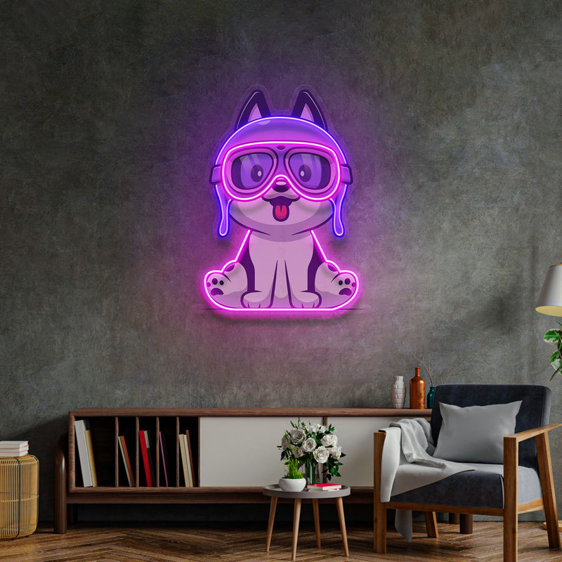 Pilot Dog LED Neon Sign Light Pop Art