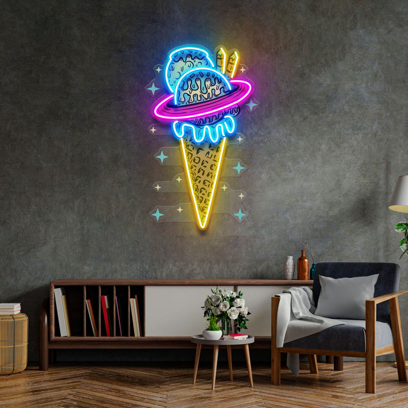 Planets Ice Cream Vintage LED Neon Sign Light Pop Art