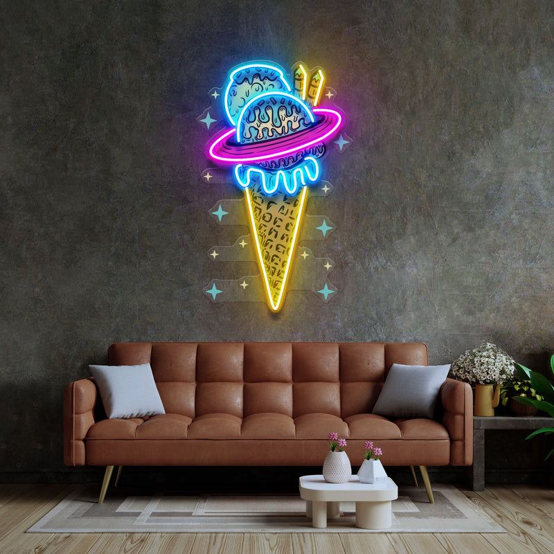 Planets Ice Cream Vintage LED Neon Sign Light Pop Art