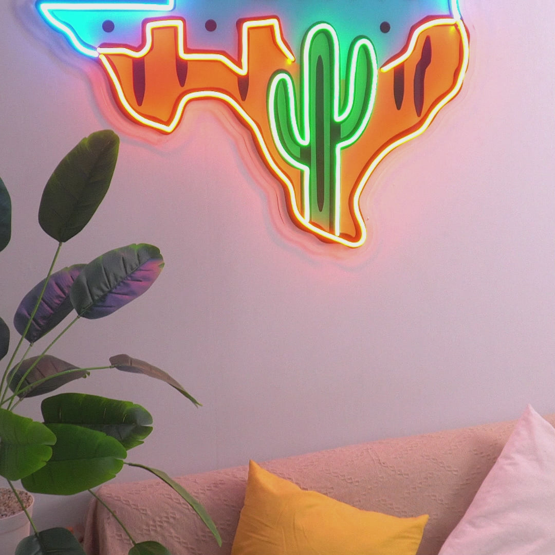 Texas Map LED Neon Sign Light Pop Art