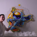 Astronauts Skateboarding LED Neon Sign Light Pop Art