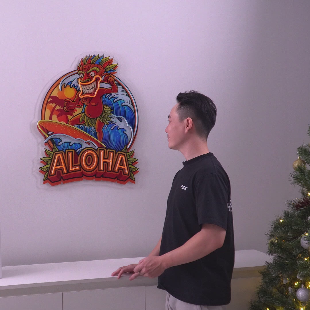 Aloha Tiki Surfing LED Neon Sign Light Pop Art