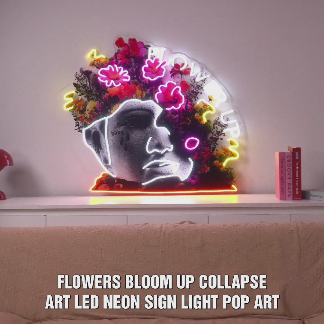 Flowers Bloom Up Collapse Art LED Neon Sign Light Pop Art