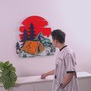 Camping Under Red Moon LED Neon Sign Light Pop Art