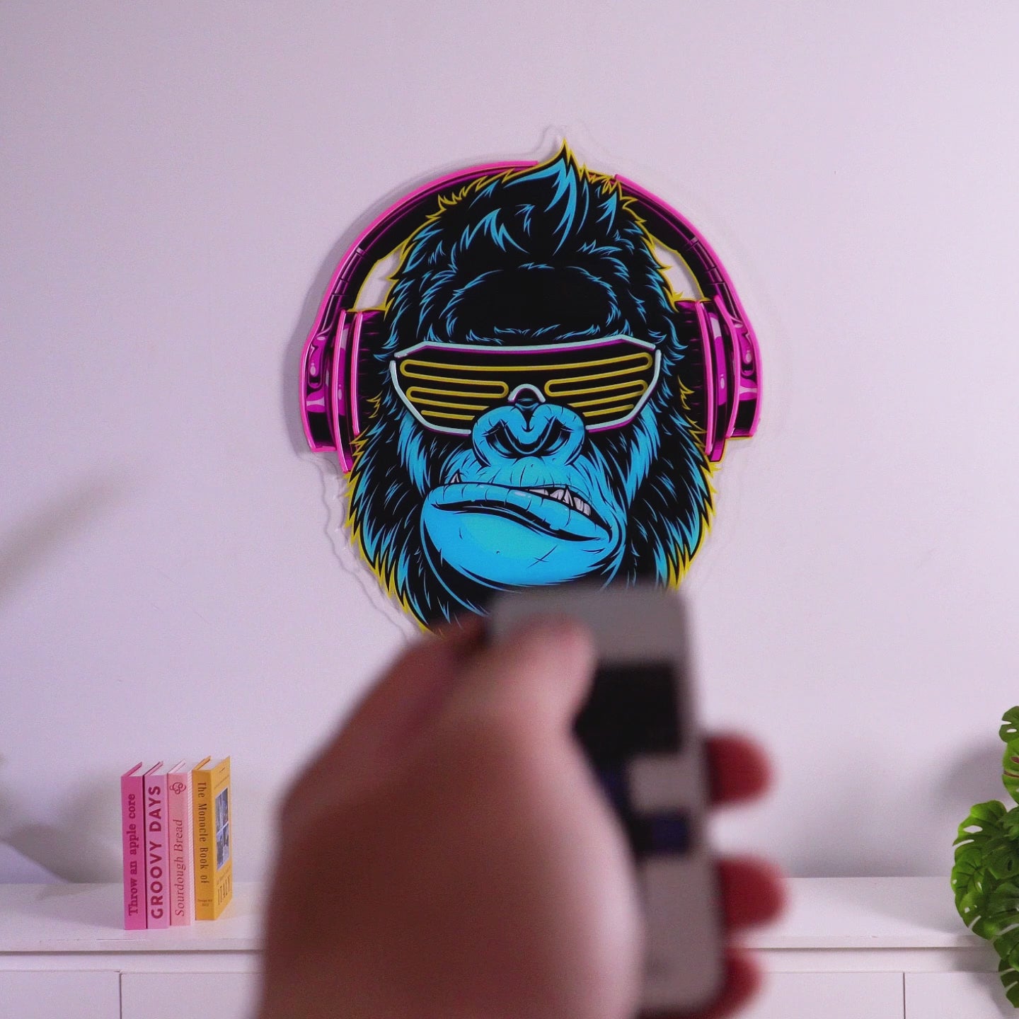 Gorilla with Headphones LED Neon Sign Light Pop Art