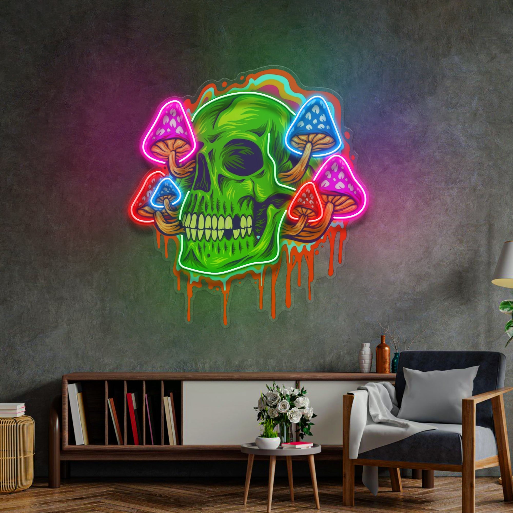 Psychedelic Head Skull LED Neon Sign Light Pop Art