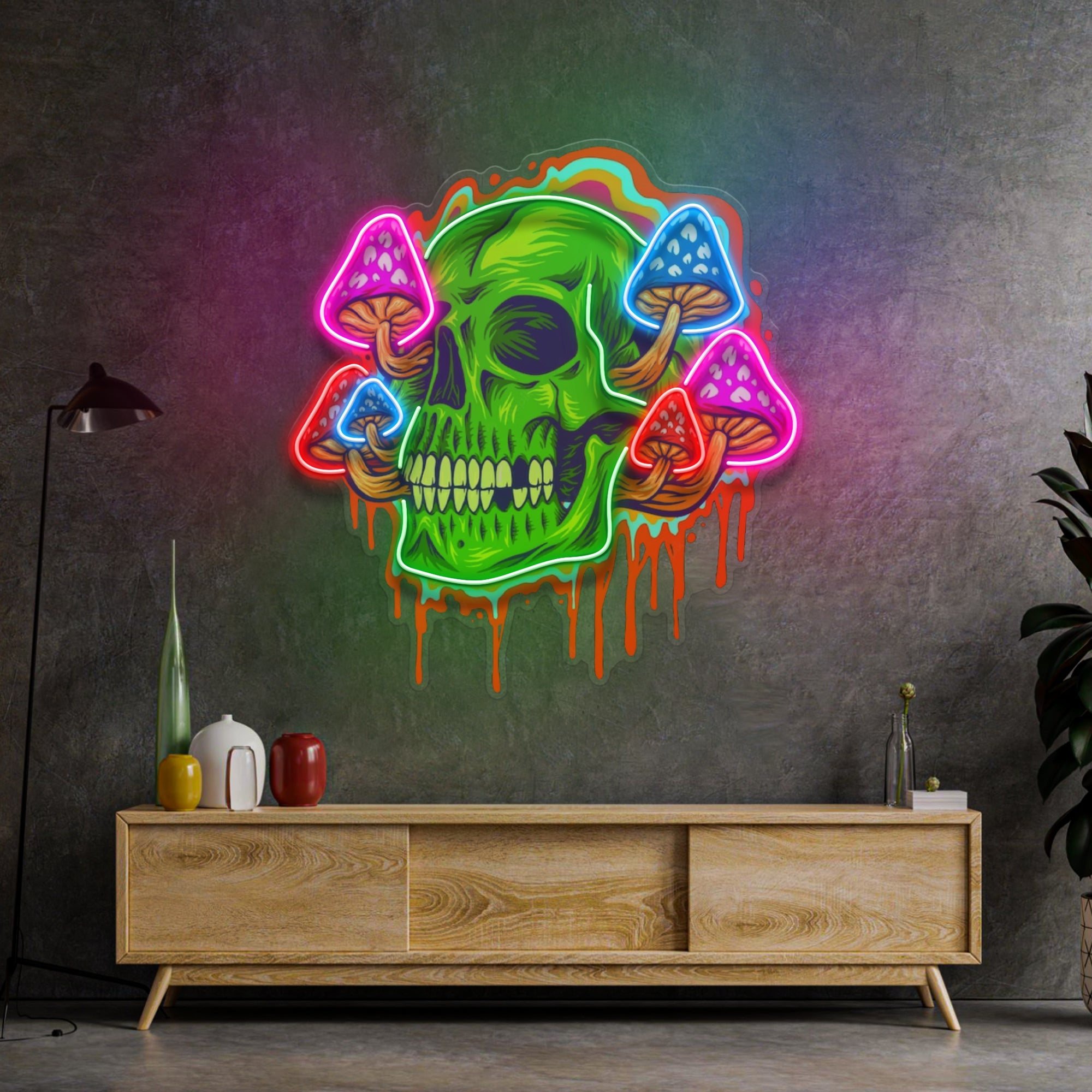 Psychedelic Head Skull LED Neon Sign Light Pop Art