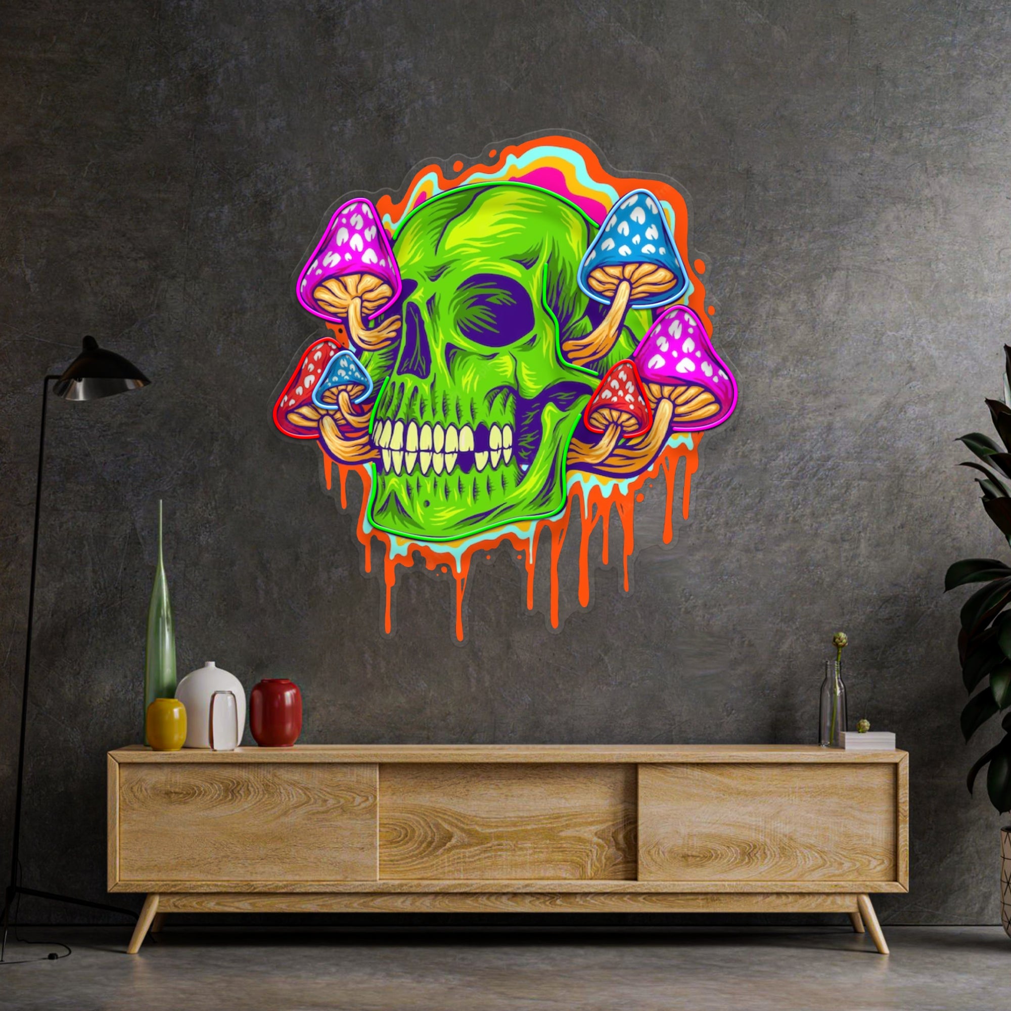 Psychedelic Head Skull LED Neon Sign Light Pop Art