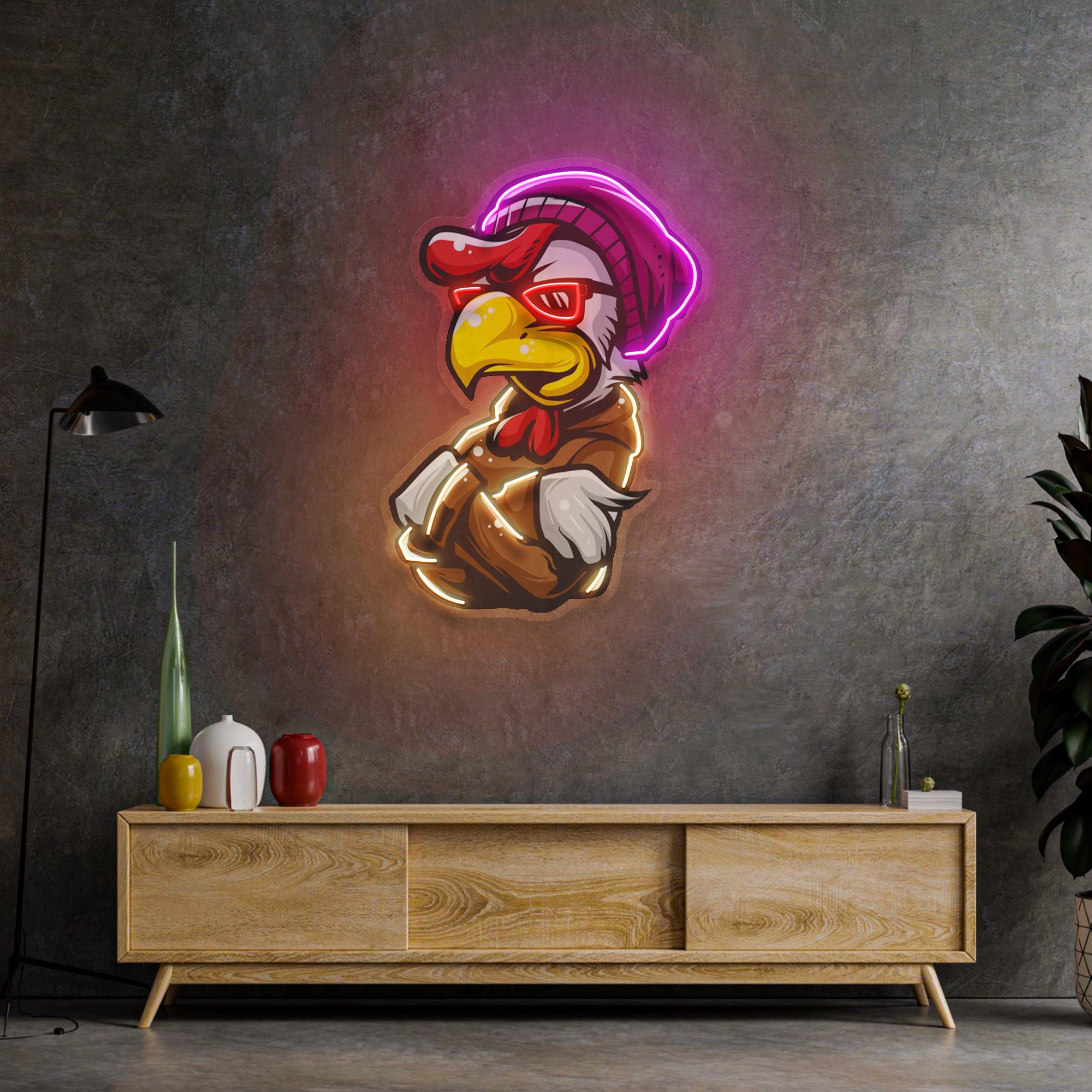 Rooster Hoodie LED Neon Sign Light Pop Art