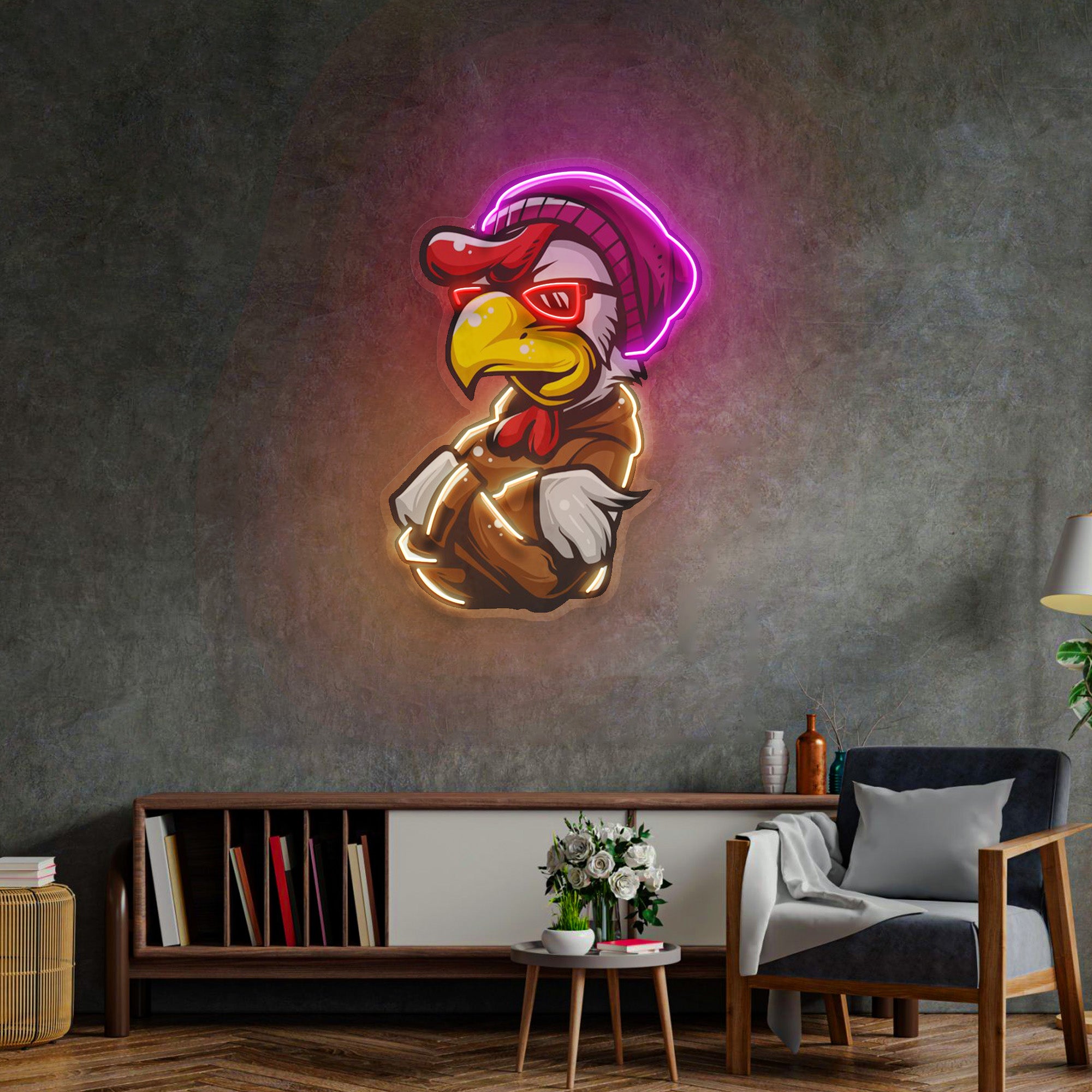 Rooster Hoodie LED Neon Sign Light Pop Art