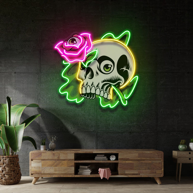 Rose And Skull LED Neon Sign Light Pop Art