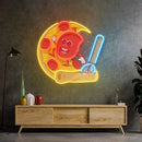 Salami Surfing a Pizza Wave LED Neon Sign Light Pop Art