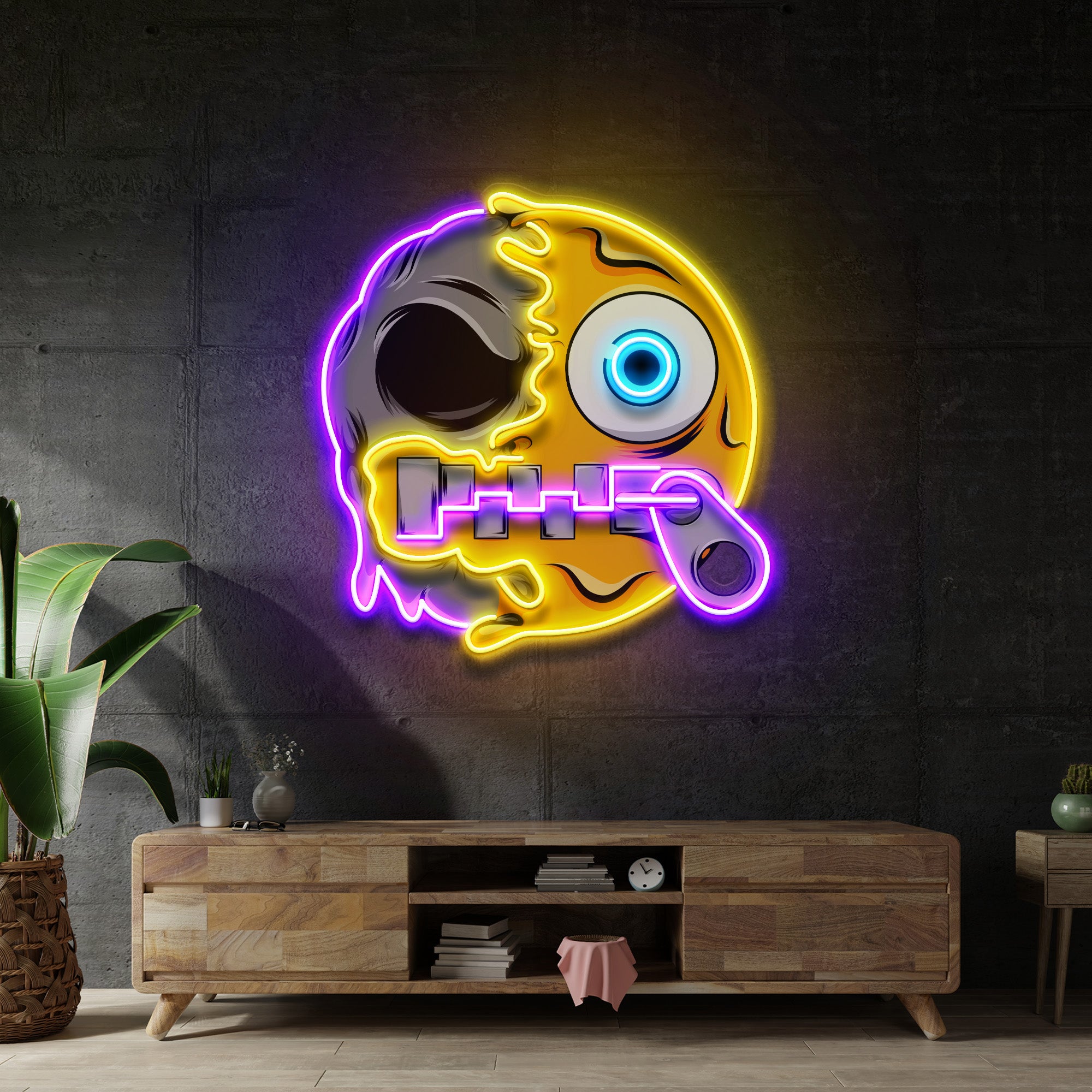 Silence Emoji Skull LED Neon Sign Light Pop Art