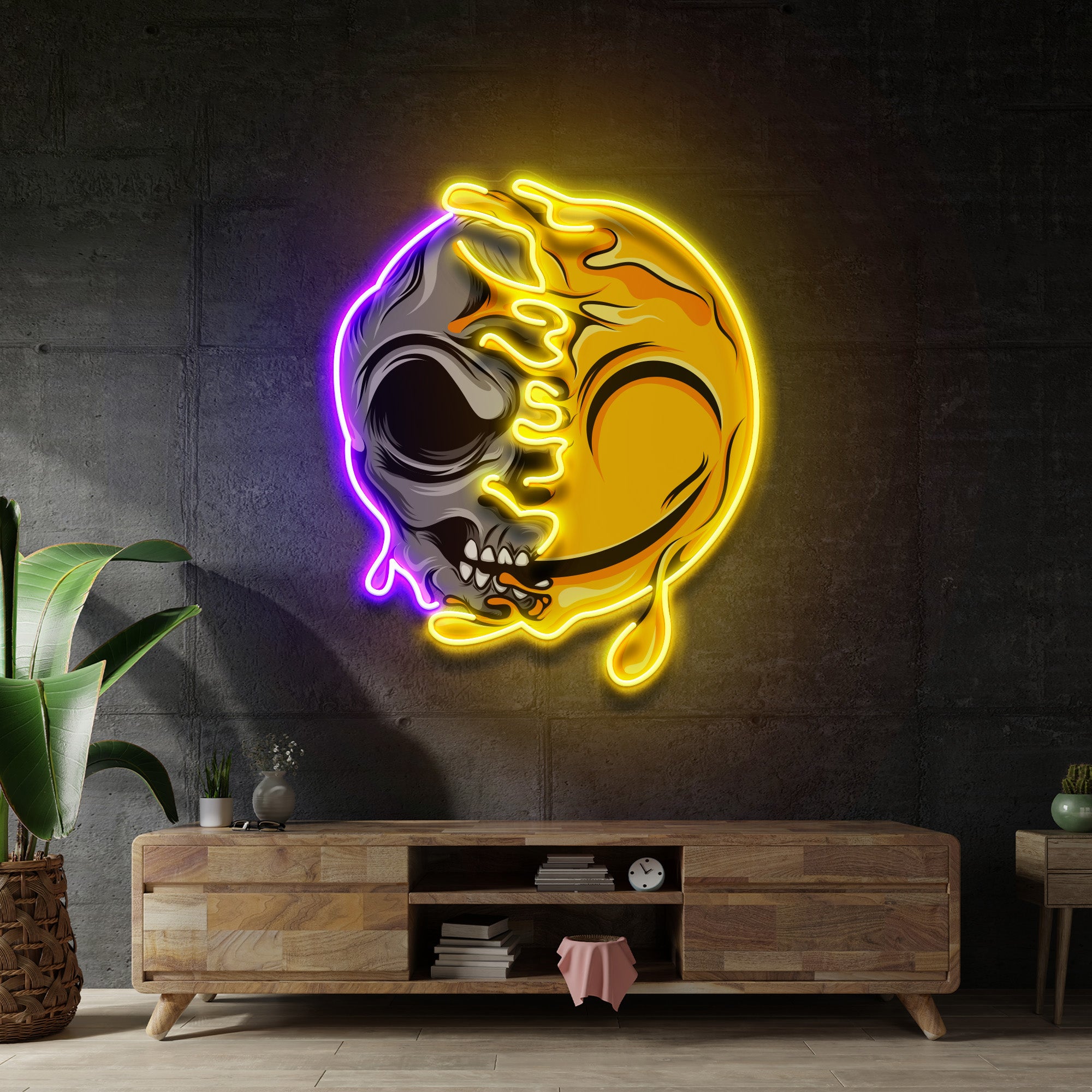 Smile Emoji Skull LED Neon Sign Light Pop Art