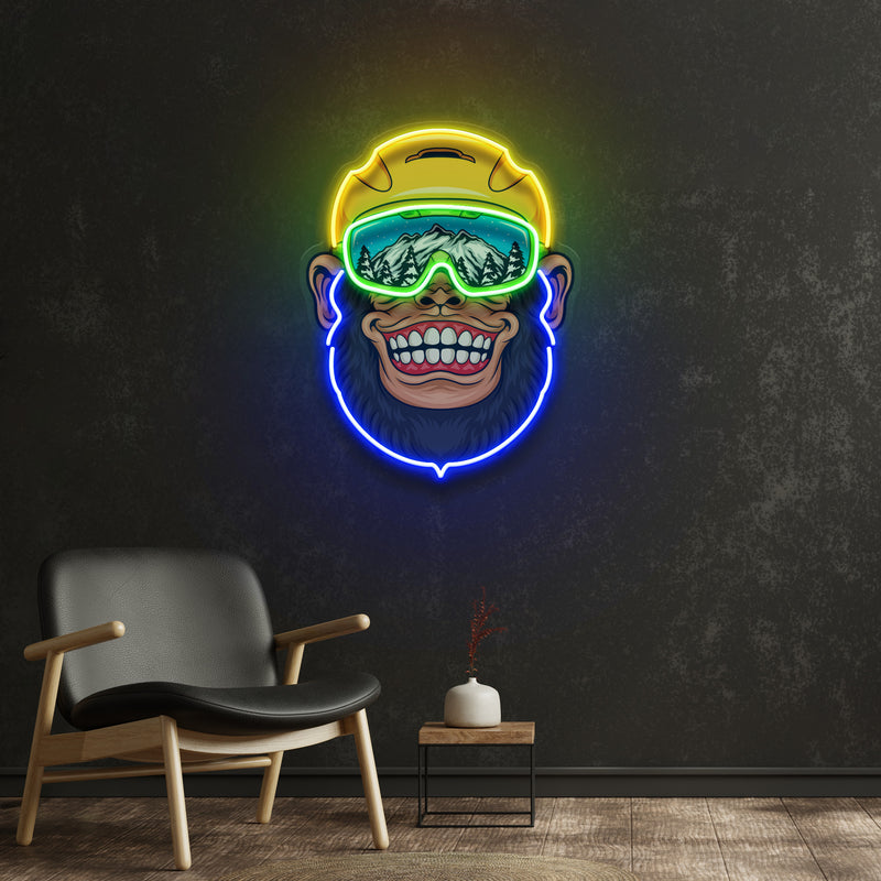 Snowboarder Monkey LED Neon Sign Light Pop Art
