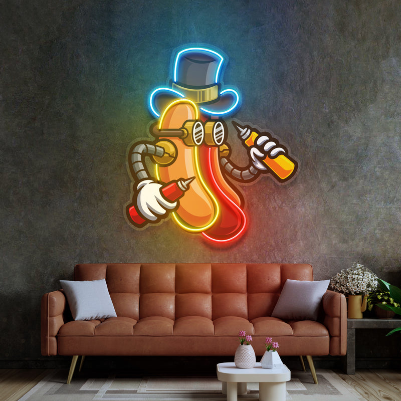 Steampunk Hotdog LED Neon Sign Light Pop Art