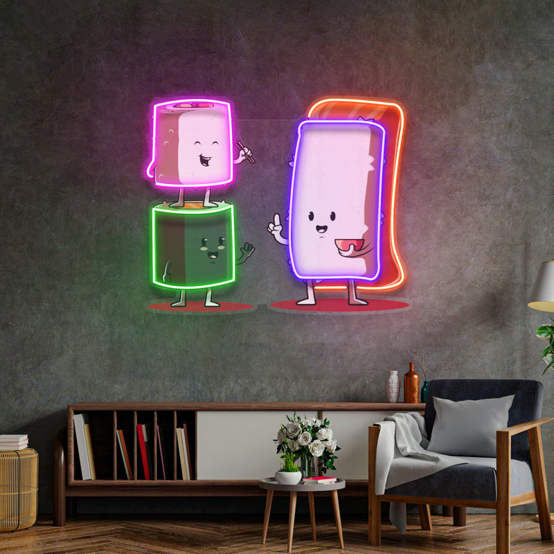 Sushi Characters LED Neon Sign Light Pop Art