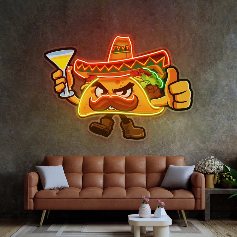 Taco Thumb Up LED Neon Sign Light Pop Art