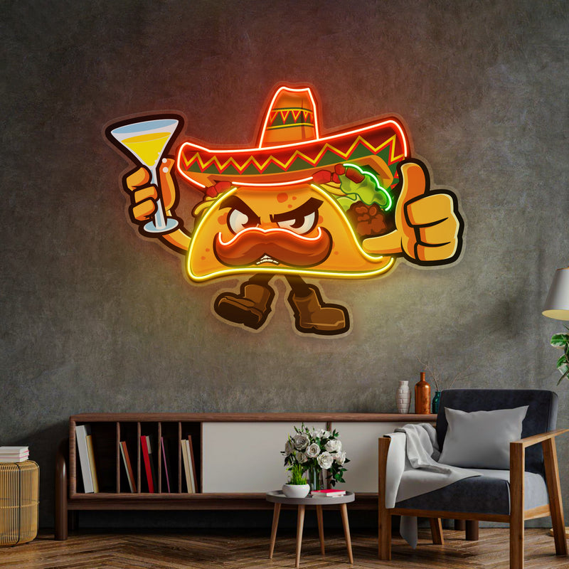 Taco Thumb Up LED Neon Sign Light Pop Art