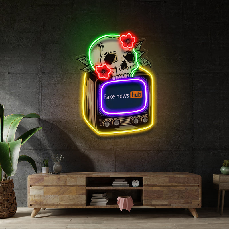 Television Skull Vibe LED Neon Sign Light Pop Art