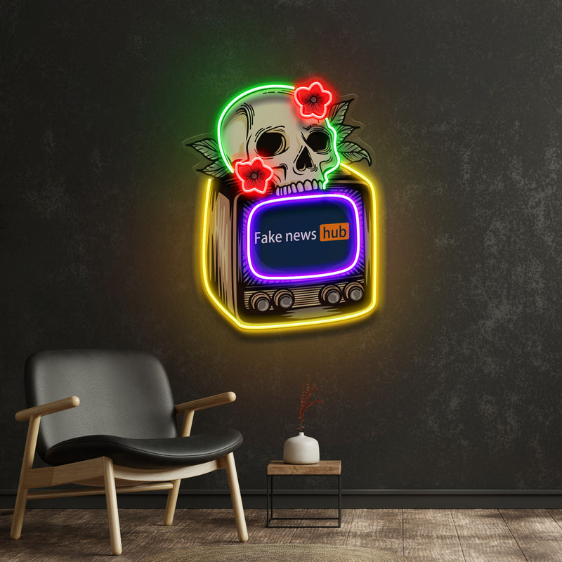 Television Skull Vibe LED Neon Sign Light Pop Art