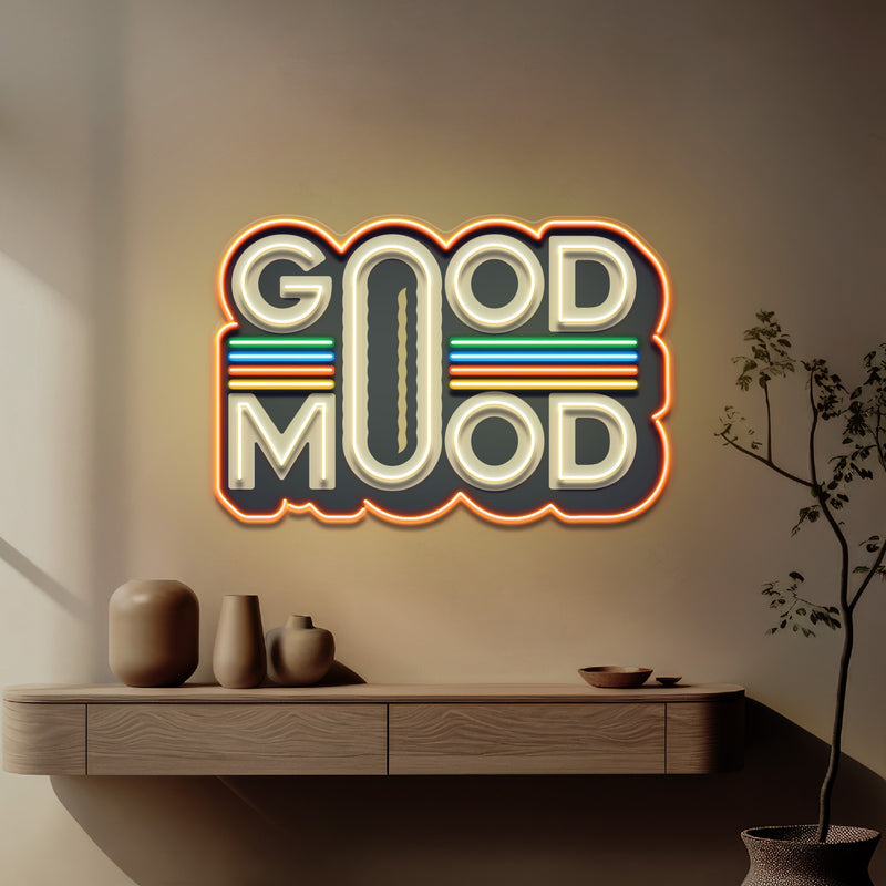 Retro Style GOOD MOOD LED Neon Sign Light Pop Art