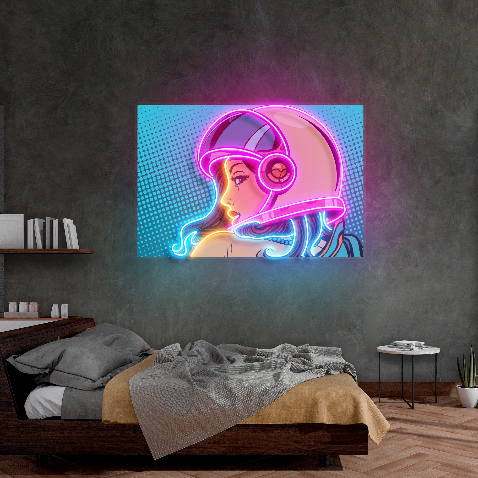Astronaut Girl Led Neon Acrylic Artwork - Custom Neon Signs | LED Neon Signs | Zanvis Neon®