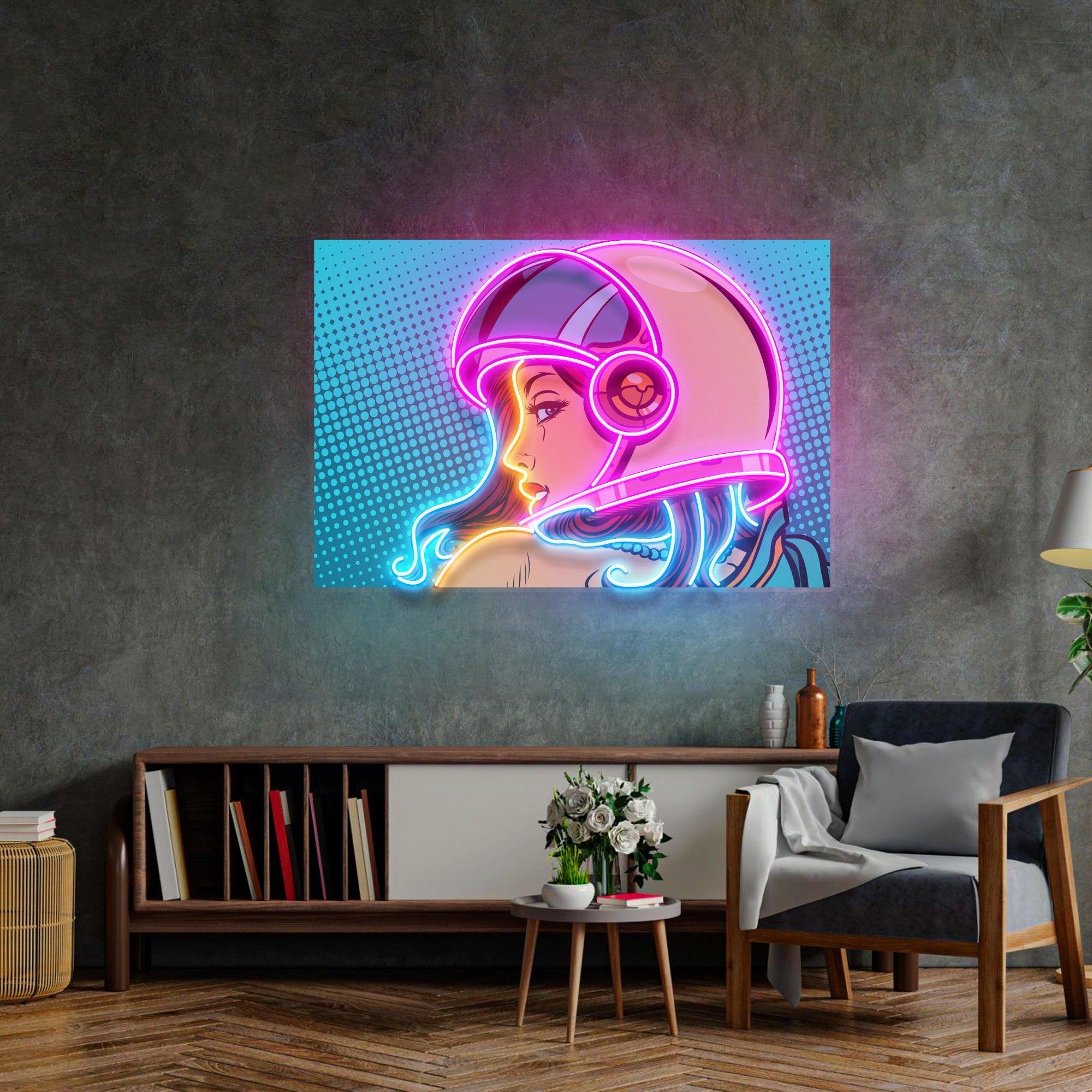 Astronaut Girl Led Neon Acrylic Artwork - Custom Neon Signs | LED Neon Signs | Zanvis Neon®