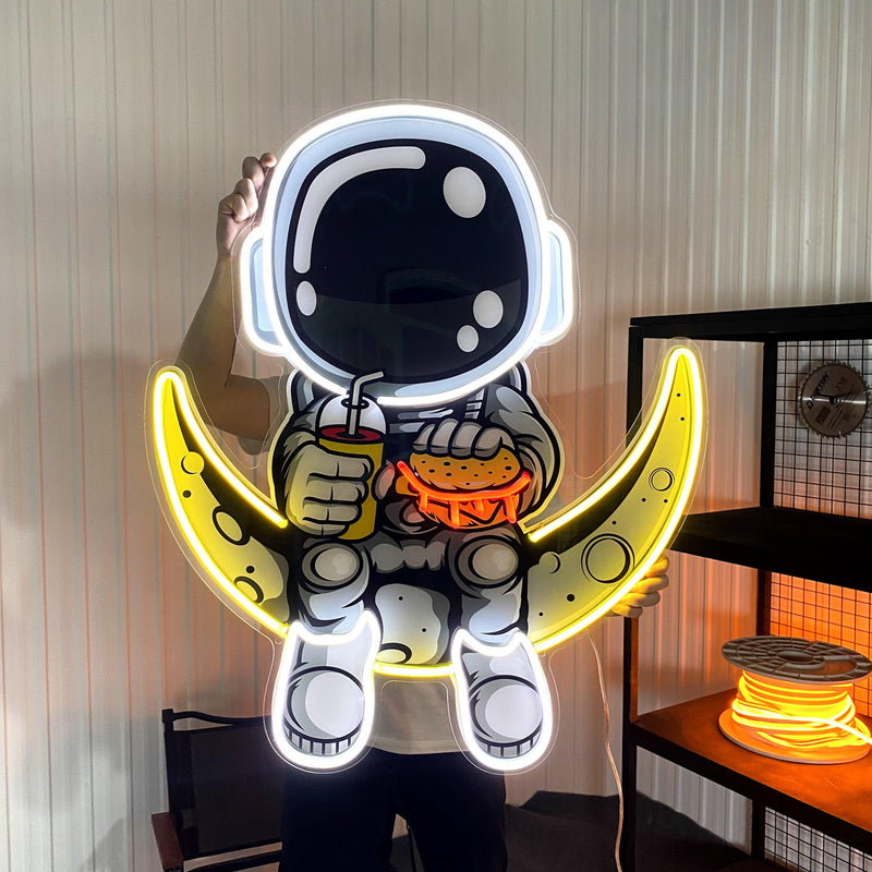 Astronaut Hamburger Led Neon Acrylic Artwork - Custom Neon Signs | LED Neon Signs | Zanvis Neon®