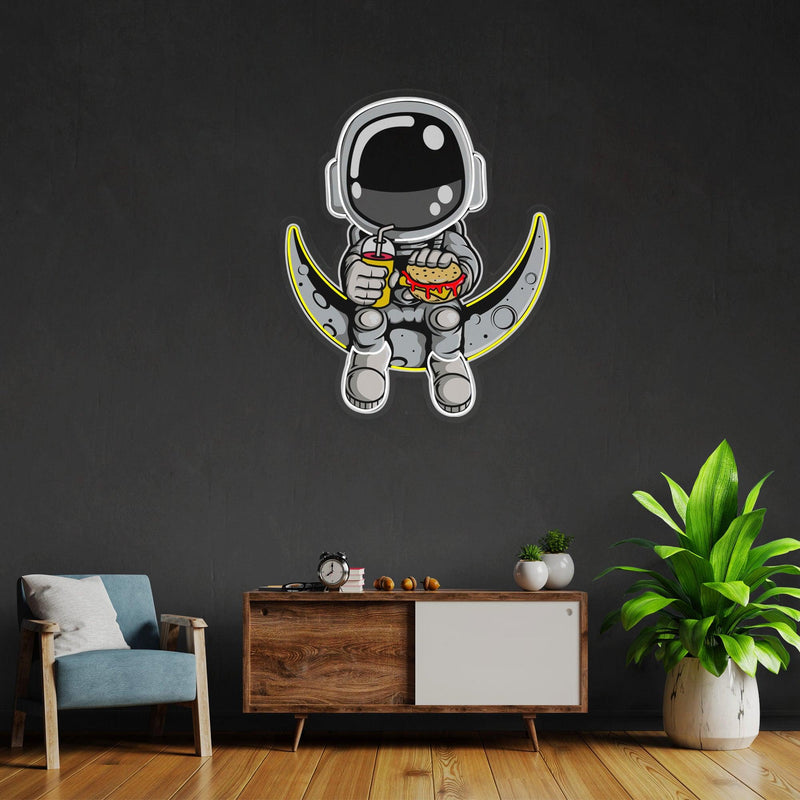 Astronaut Hamburger Led Neon Acrylic Artwork - Custom Neon Signs | LED Neon Signs | Zanvis Neon®