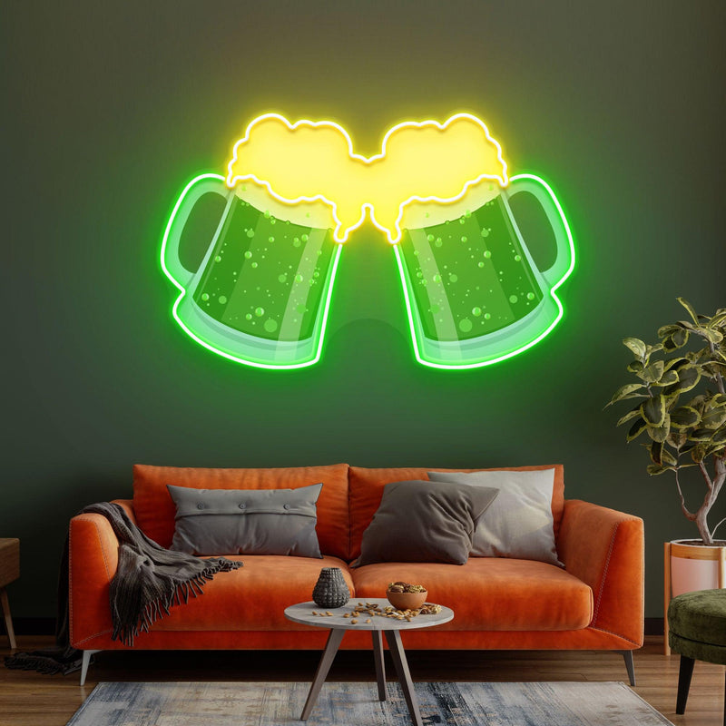 Beer Mugs Neon Sign - Saint Patrick Day - Custom Neon Signs | LED Neon Signs | Zanvis Neon®