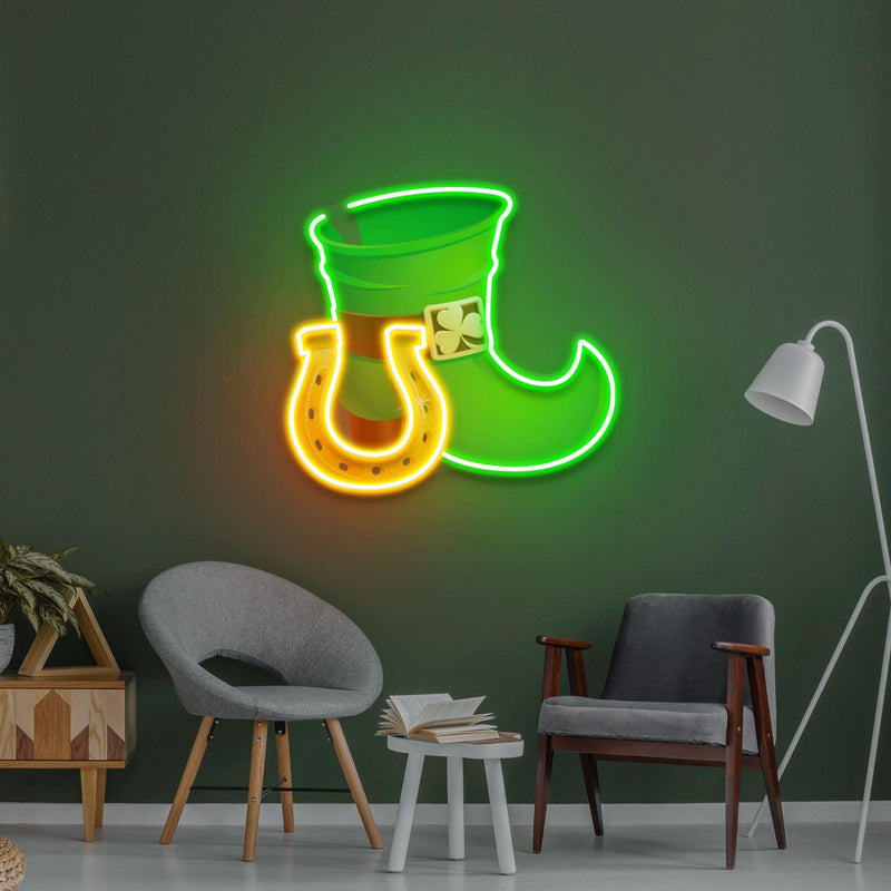 Boot and Horsehoe Neon Sign - Saint Patrick Day - Custom Neon Signs | LED Neon Signs | Zanvis Neon®