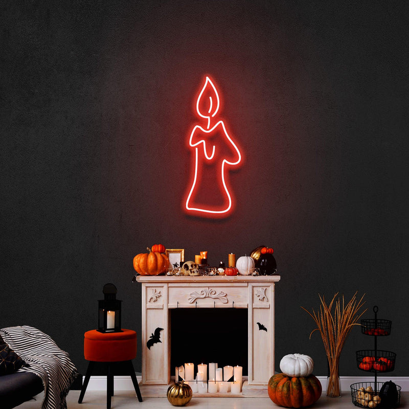 Candle Led Neon Sign - Halloween Light Decor