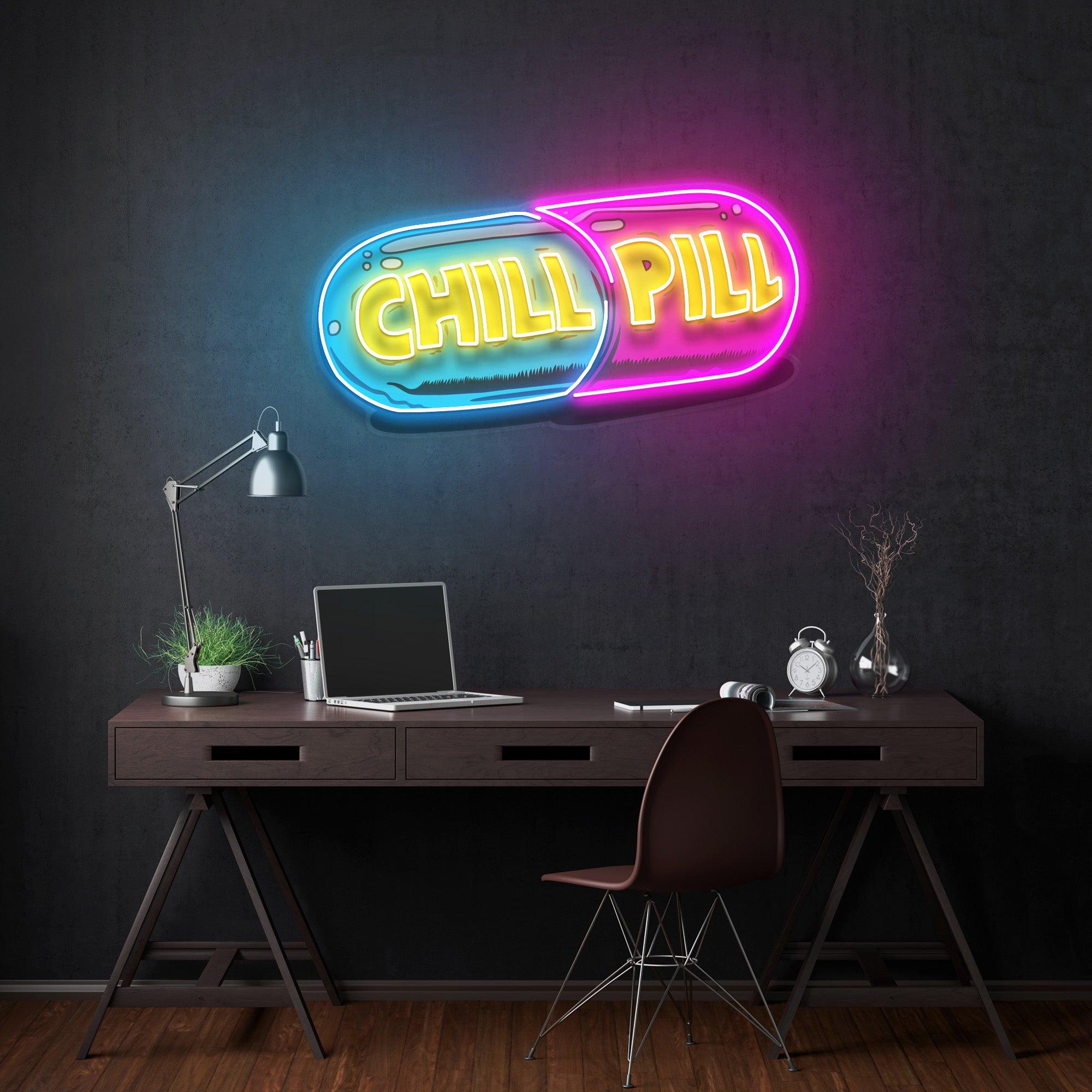 Chill Pill Led Neon Acrylic Artwork - Custom Neon Signs | LED Neon Signs | Zanvis Neon®