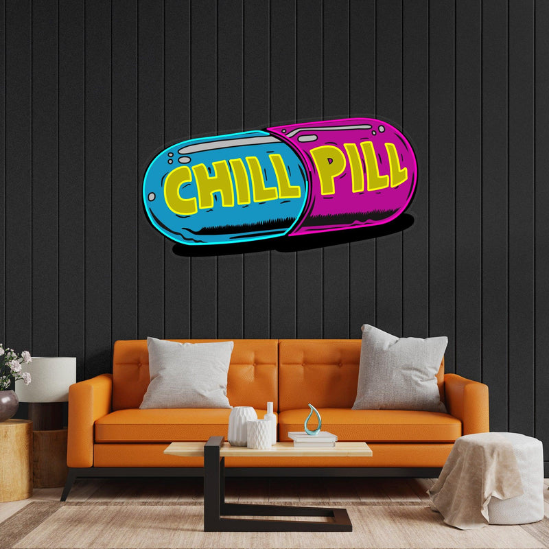 Chill Pill Led Neon Acrylic Artwork - Custom Neon Signs | LED Neon Signs | Zanvis Neon®