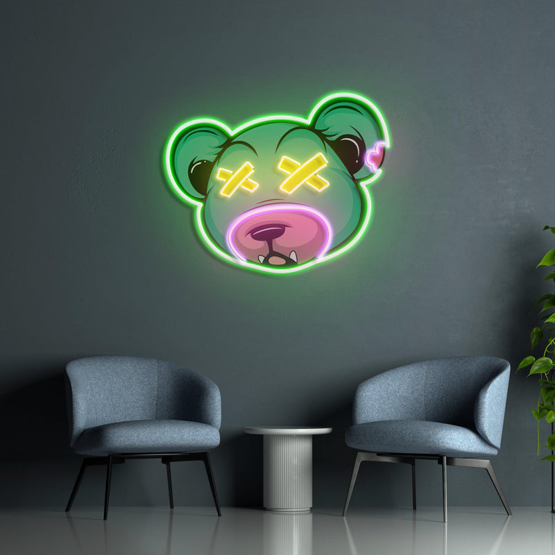 Dead Bear Cartoon Led Neon Acrylic Artwork - Custom Neon Signs | LED Neon Signs | Zanvis Neon®