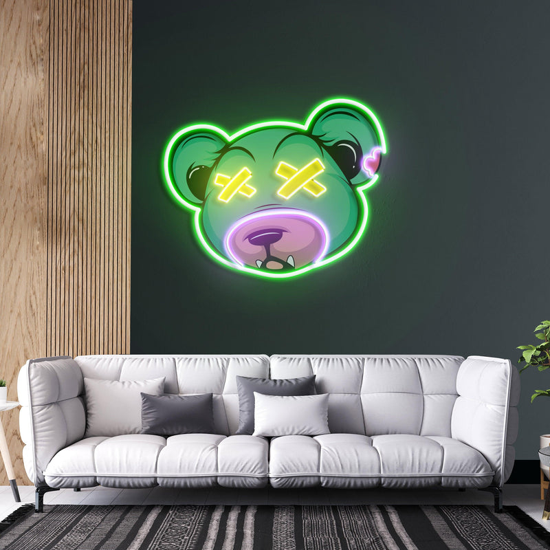 Dead Bear Cartoon Led Neon Acrylic Artwork - Custom Neon Signs | LED Neon Signs | Zanvis Neon®