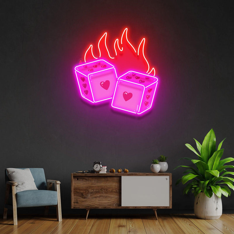 Dice Love Led Neon Acrylic Artwork - Custom Neon Signs | LED Neon Signs | Zanvis Neon®