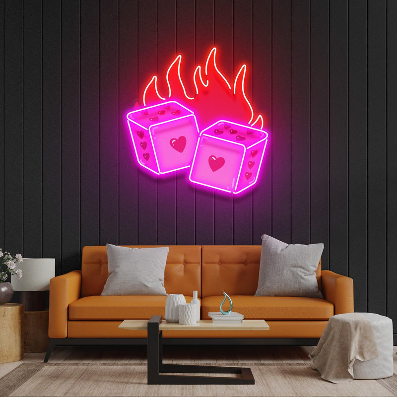 Dice Love Led Neon Acrylic Artwork - Custom Neon Signs | LED Neon Signs | Zanvis Neon®