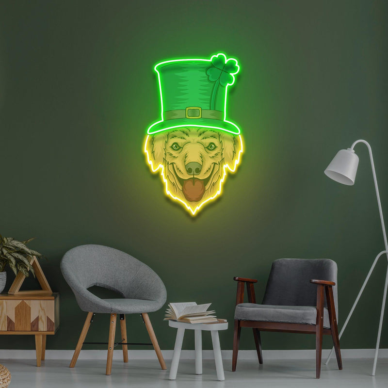 Fluffy Dog Leprechaun Saint Patrick Day LED Neon Signs - Custom Neon Signs | LED Neon Signs | Zanvis Neon®