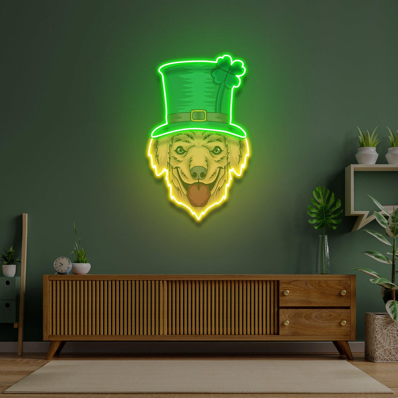 Fluffy Dog Leprechaun Saint Patrick Day LED Neon Signs - Custom Neon Signs | LED Neon Signs | Zanvis Neon®