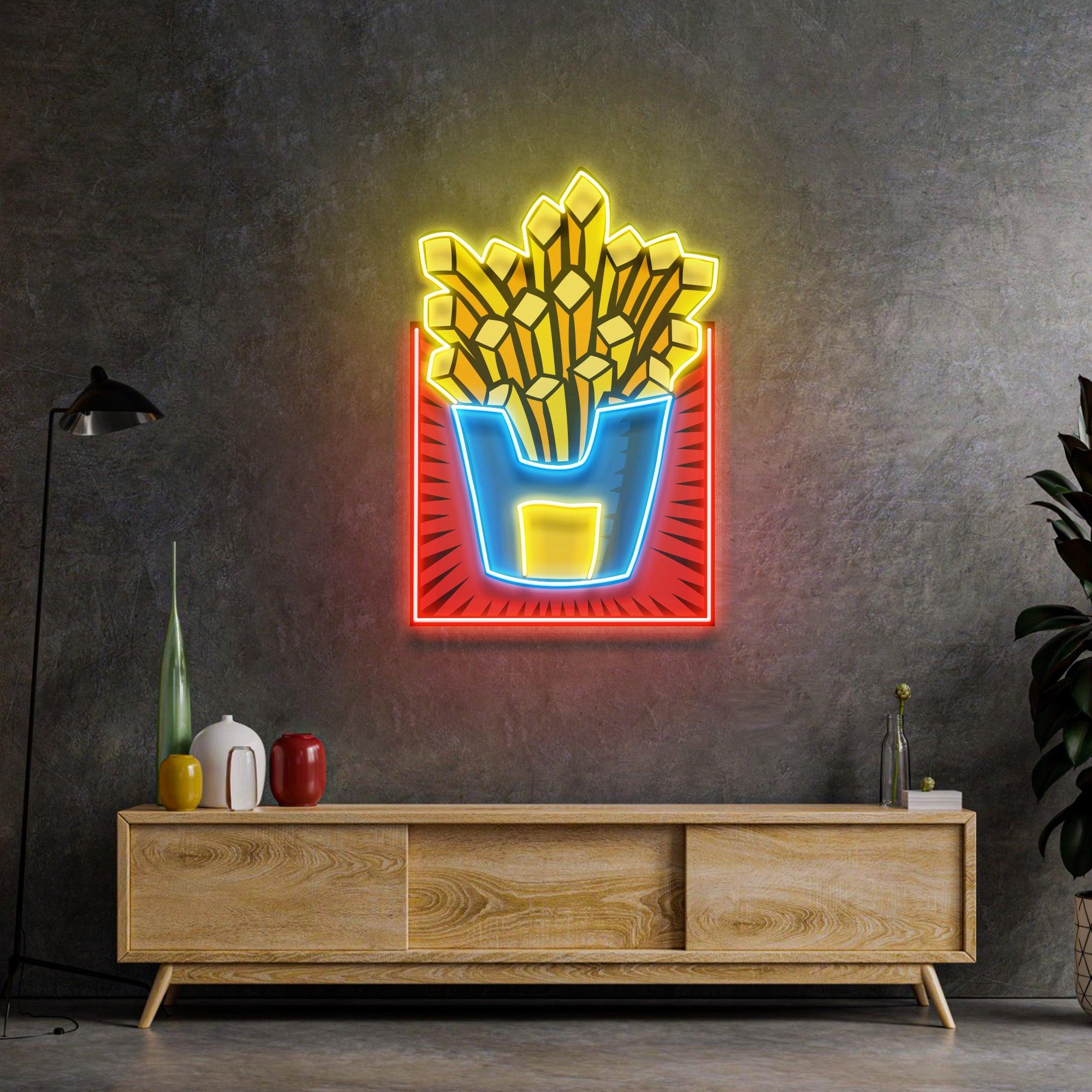 French Fries Led Neon Acrylic Artwork - Custom Neon Signs | LED Neon Signs | Zanvis Neon®