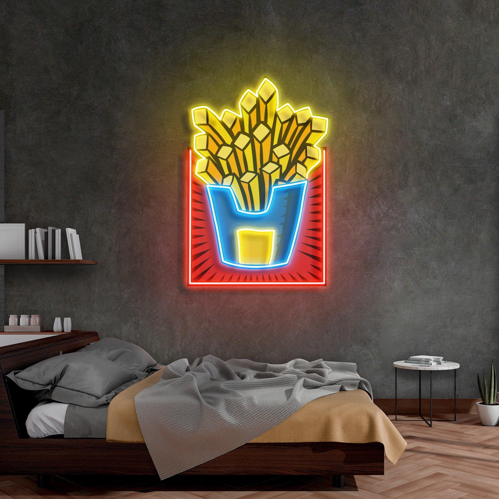 French Fries Led Neon Acrylic Artwork - Custom Neon Signs | LED Neon Signs | Zanvis Neon®