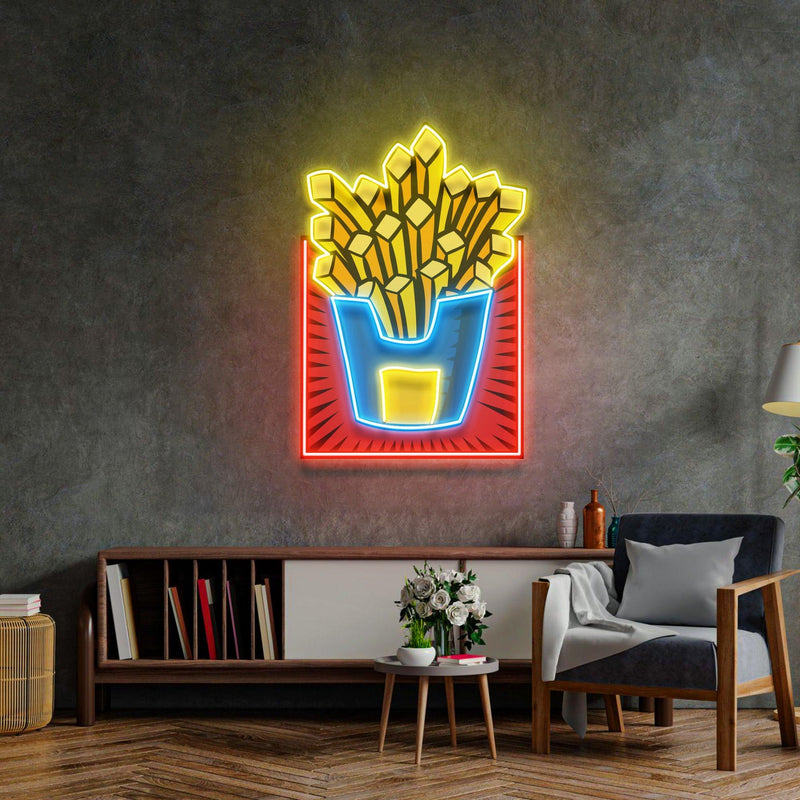 French Fries Led Neon Acrylic Artwork